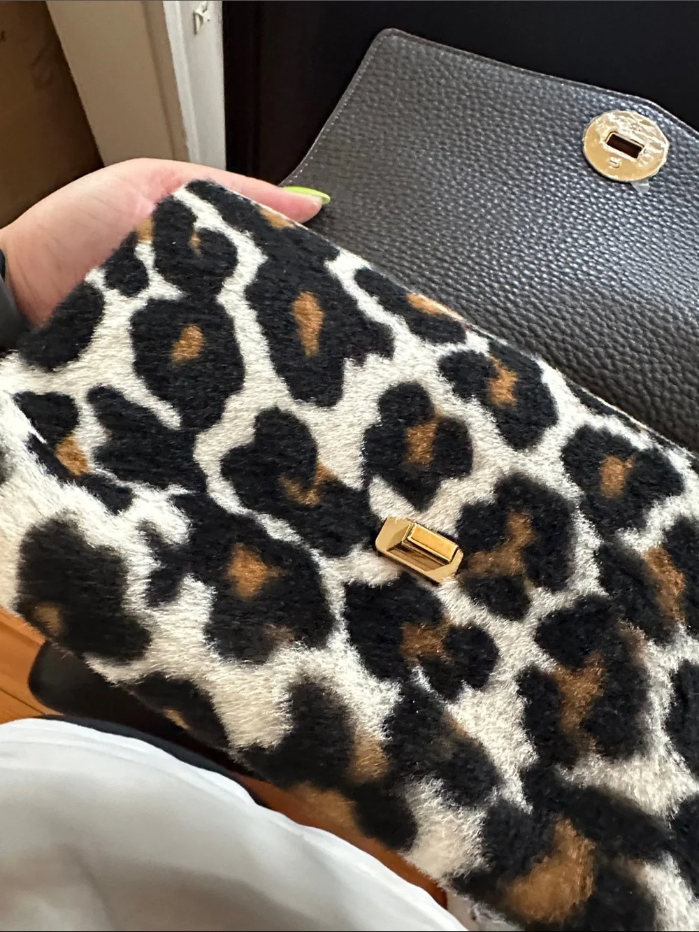 Tory Burch Brown Leather Crossbody with Leopard Print